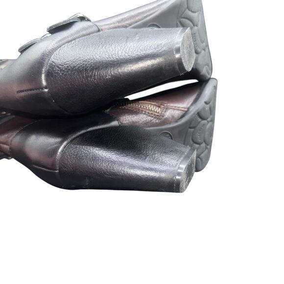 Kork-Ease Brown Leather Ankle Boots Triple Buckle Block Heel Booties 6M - Picture 6 of 11